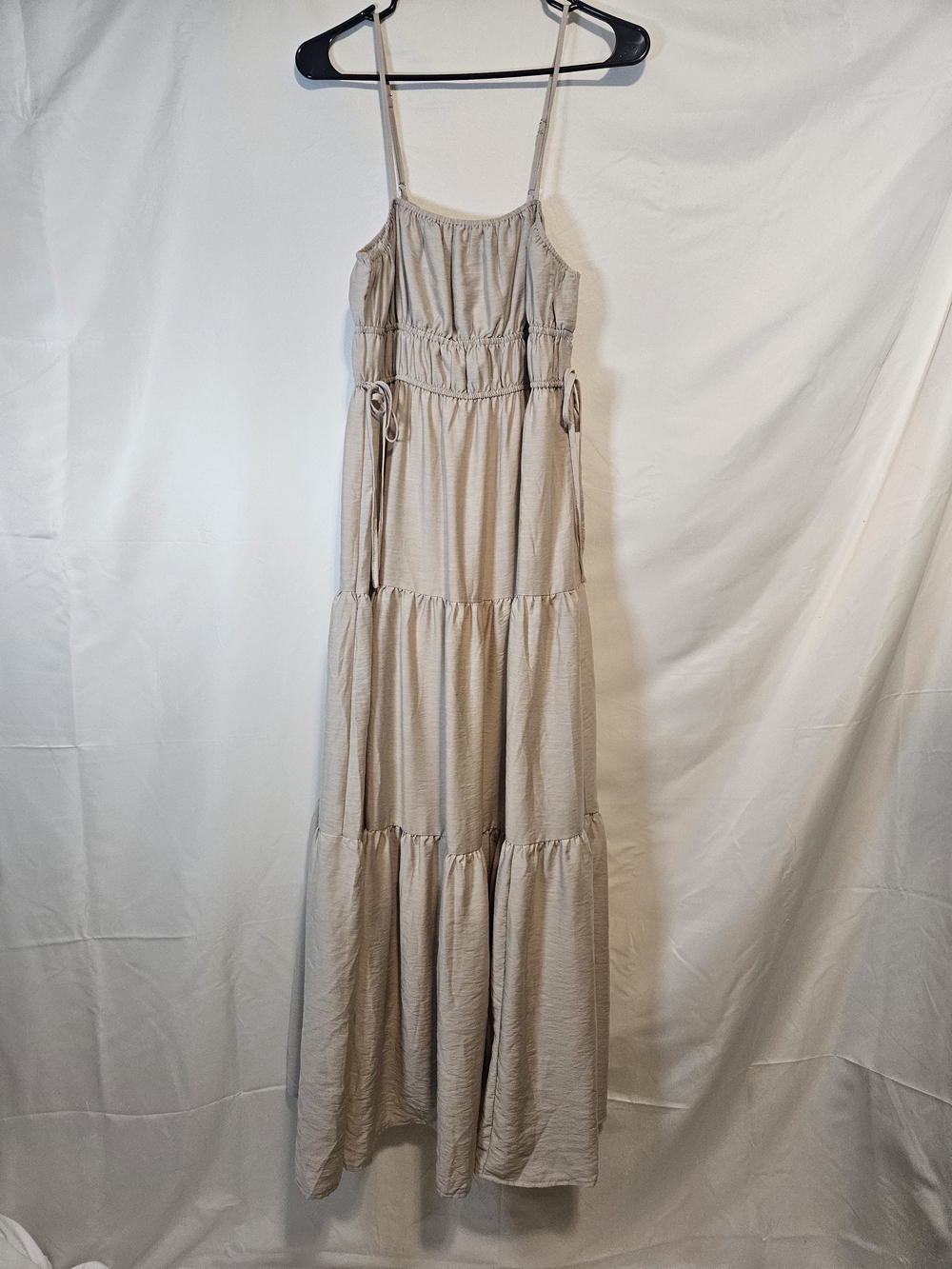 Blu Pepper Taupe Tiered Maxi Dress with Spaghetti Straps - Picture 2 of 8